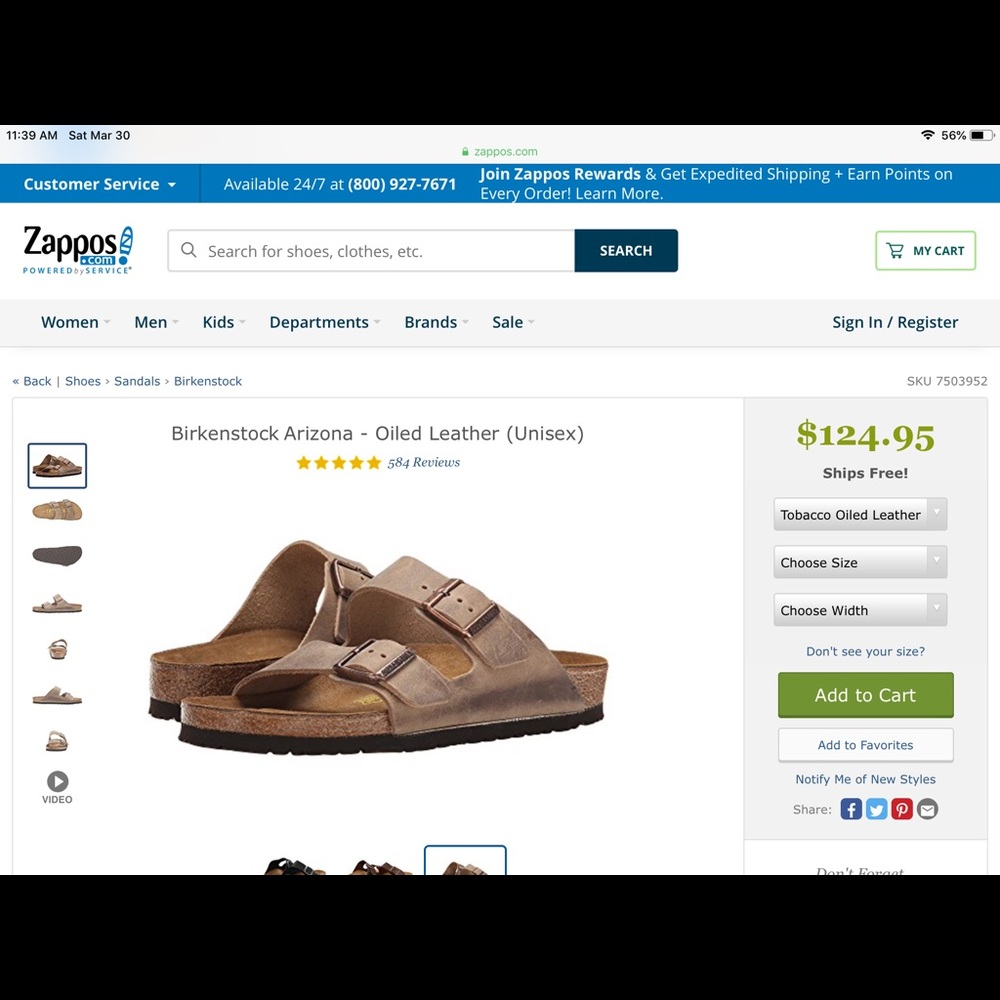 Birkenstock Arizona Tobacco Leather